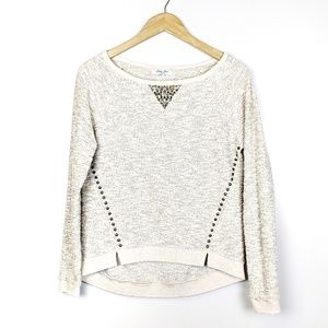 Lucky Woven Pullover w/ Metallic Studding Sz Sm